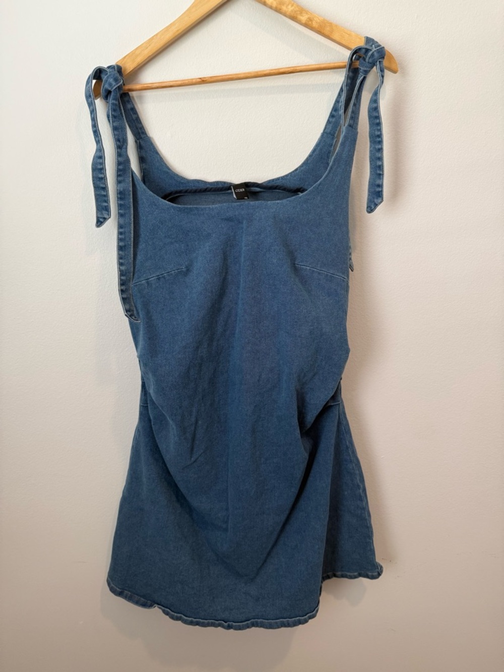 Cider Stretch Denim Scoop Tie Strap Mini Dress – Size 1XL – Blue Y2K